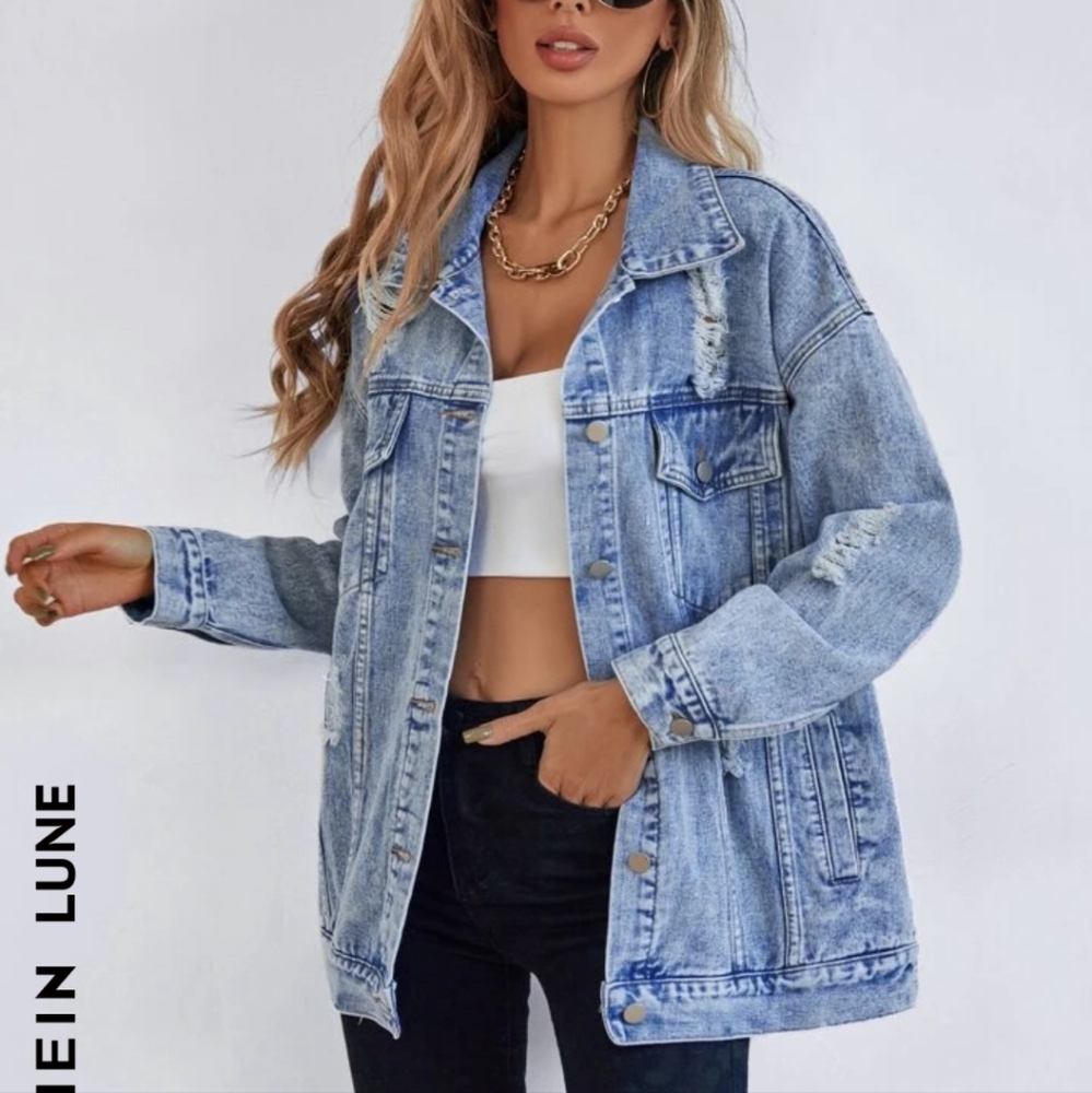 Oversized Distressed Denim Jacket